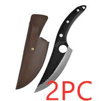 Kitchen knives (Option: Black With Leather case2PC)
