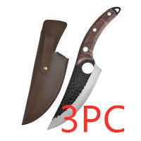Kitchen knives (Option: Wood With Leather case3PC)