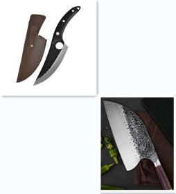 Kitchen knives (Option: Black set Leather case)